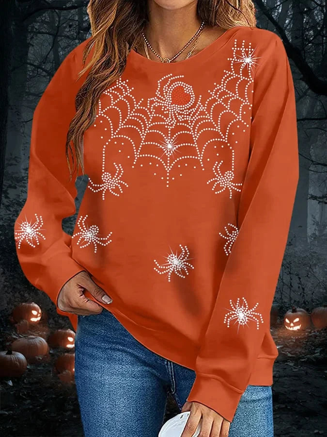 Halloween Spider Sweatshirt Spooky Spider Webs Haunted House Clothing Unique Gift - Merchluma