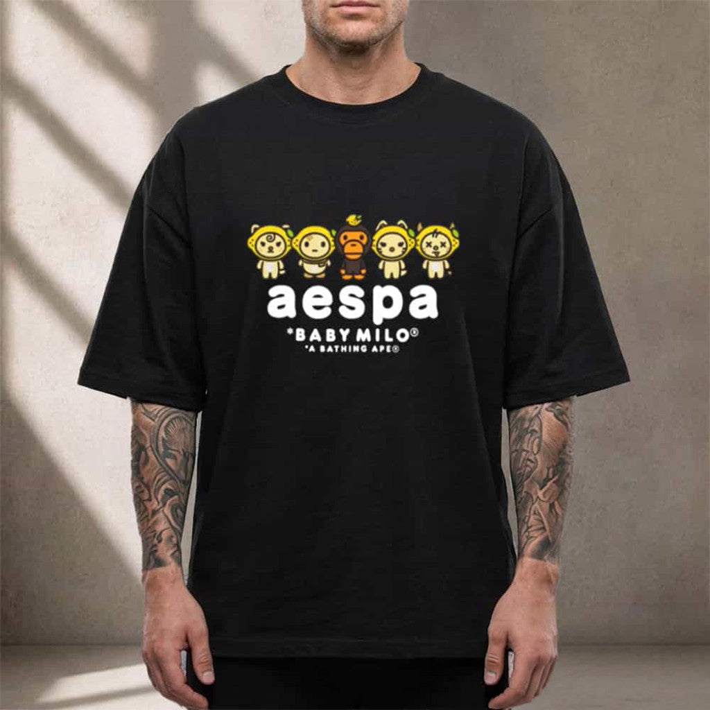 Aespa x BAPE Baby Milo Lemonade Mini T-Shirt Aespa Merch Gift Ideas For Music Lovers - Merchluma