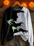 Halloween Witch Sweatshirt Green Witch Hands Spooky Shadow Clothing Gift For Goths - Merchluma