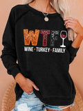 WTF Wine Turkey Family Sweatshirt Funny Halloween Shirts Gift For Party Lovers - Merchluma