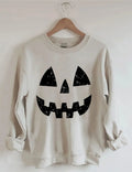 Pumpkin Face Sweatshirt Cute Minimalist Pumpkin Face Eyes Merch Gifts For Fans - Merchluma
