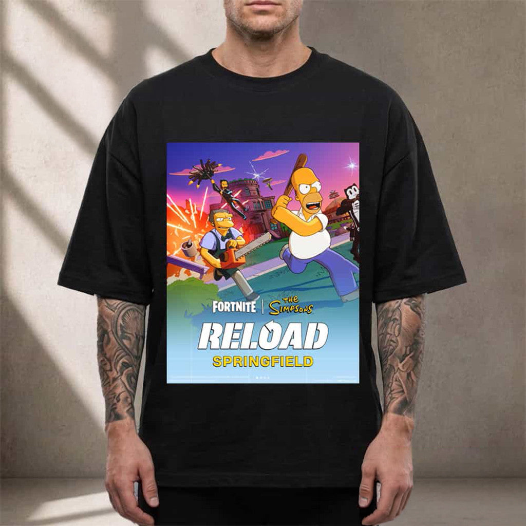 The Simpsons x Fortnite Reload Springfield T-Shirt The Simpsons Merch Friends Gifts - Merchluma