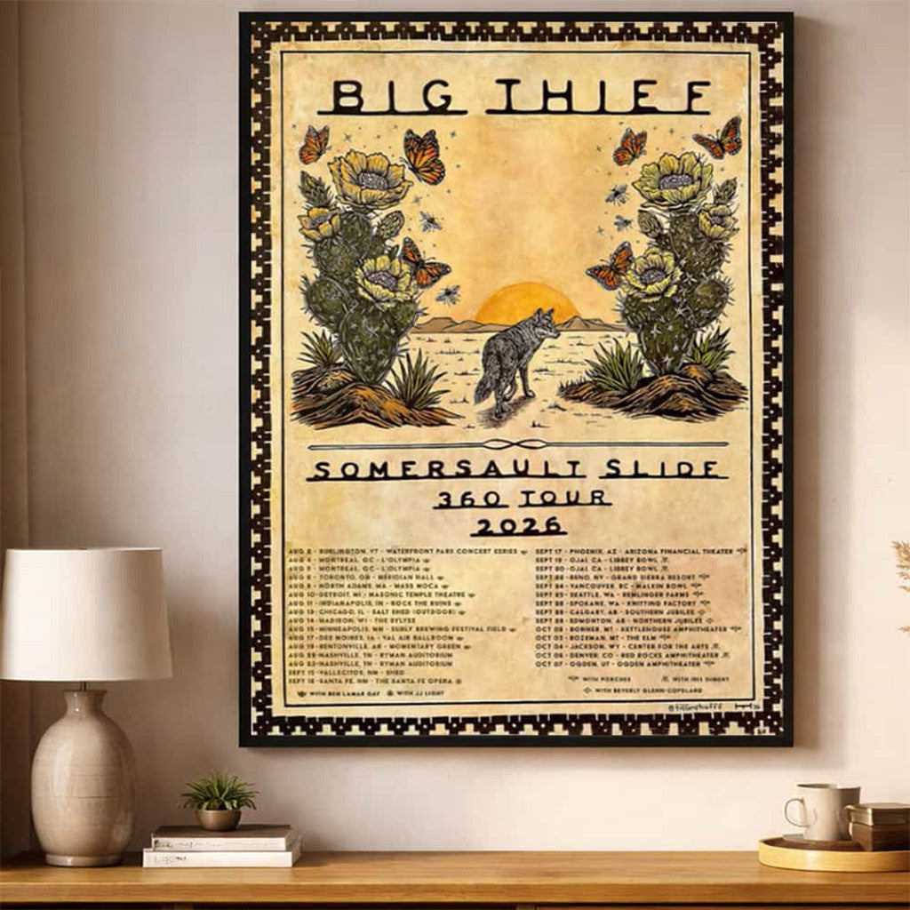 Big Thief Merch 2026 Somersault Slide 360 Tour North American Schedule Tour Dates Poster - Merchluma