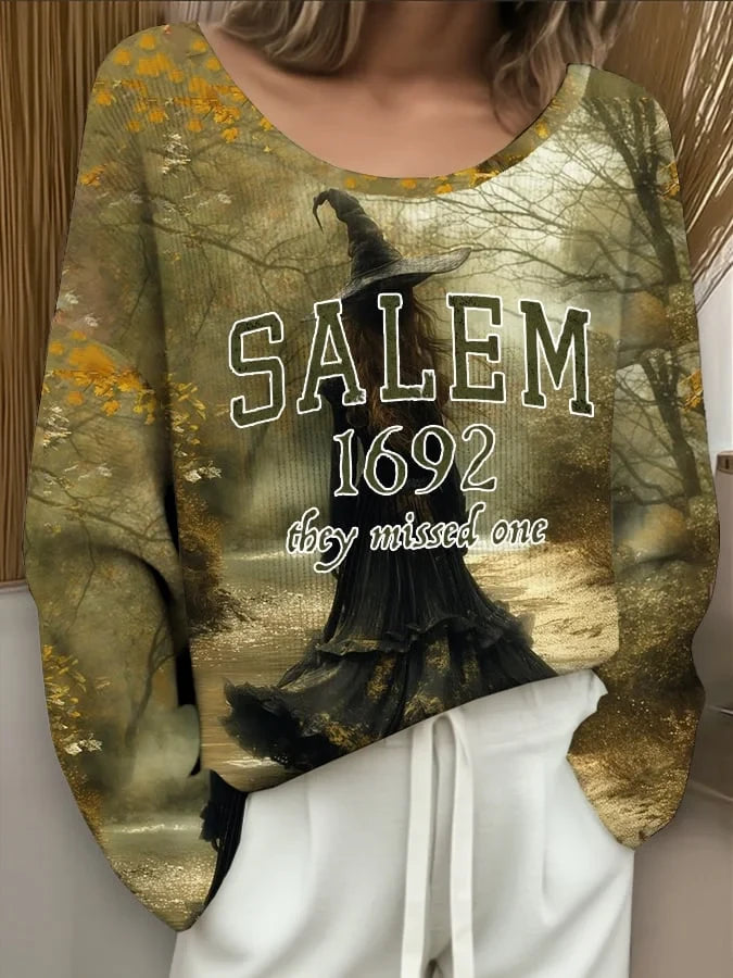 Salem 1692 They Missed One Bleached Sweatshirt Horror Themed Clothes Gift For Goths - Merchluma