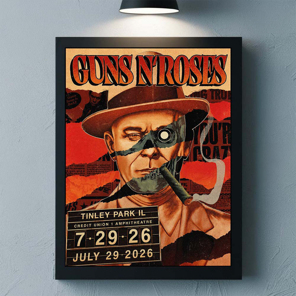 Guns N Roses Merch Lithograph Tinley Park Illinois Chicago 2026 Poster Bedroom Wall Art - Merchluma