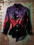 Witch Castle Moon Button Up Long Shirt Halloween Clothing Gift For Spooky Season - Merchluma