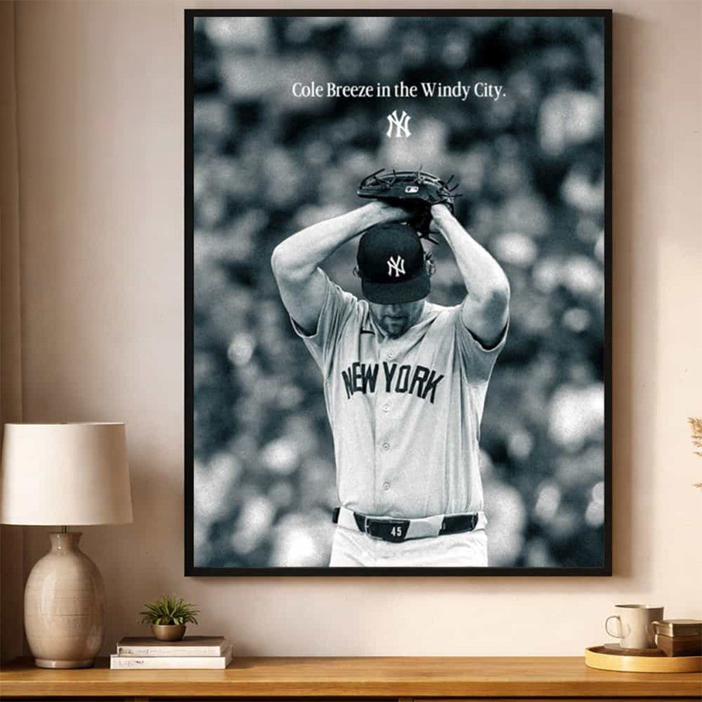 New York Yankees Cole Breeze In The Windy City Poster NY Yankees Merch Gifts For Baseball Fans - Merchluma