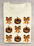 Jack O Lantern Pumpkin Bows T-Shirt Cute Halloween Shirts Gift For Spooky Season - Merchluma