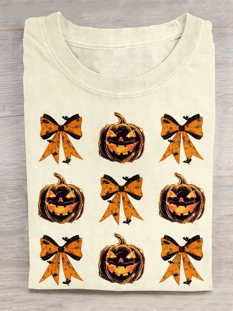 Jack O Lantern Pumpkin Bows T-Shirt Cute Halloween Shirts Gift For Spooky Season - Merchluma