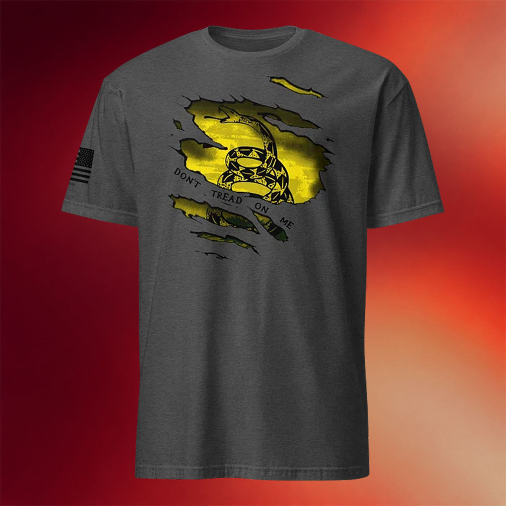 1 Nation Design Merch 2026 Don't Tread On Me Torn T-Shirt Unique Patriotic Gifts - Merchluma