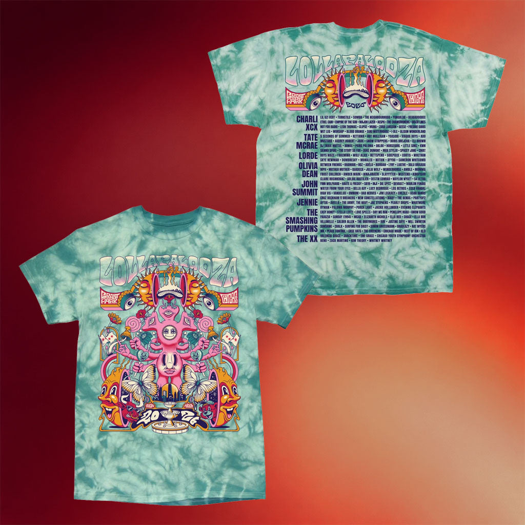 Lollapalooza Merch 2026 Poster Tie Dye Lineup T-Shirt Concert Outfits Best Gift For Music Lover - Merchluma