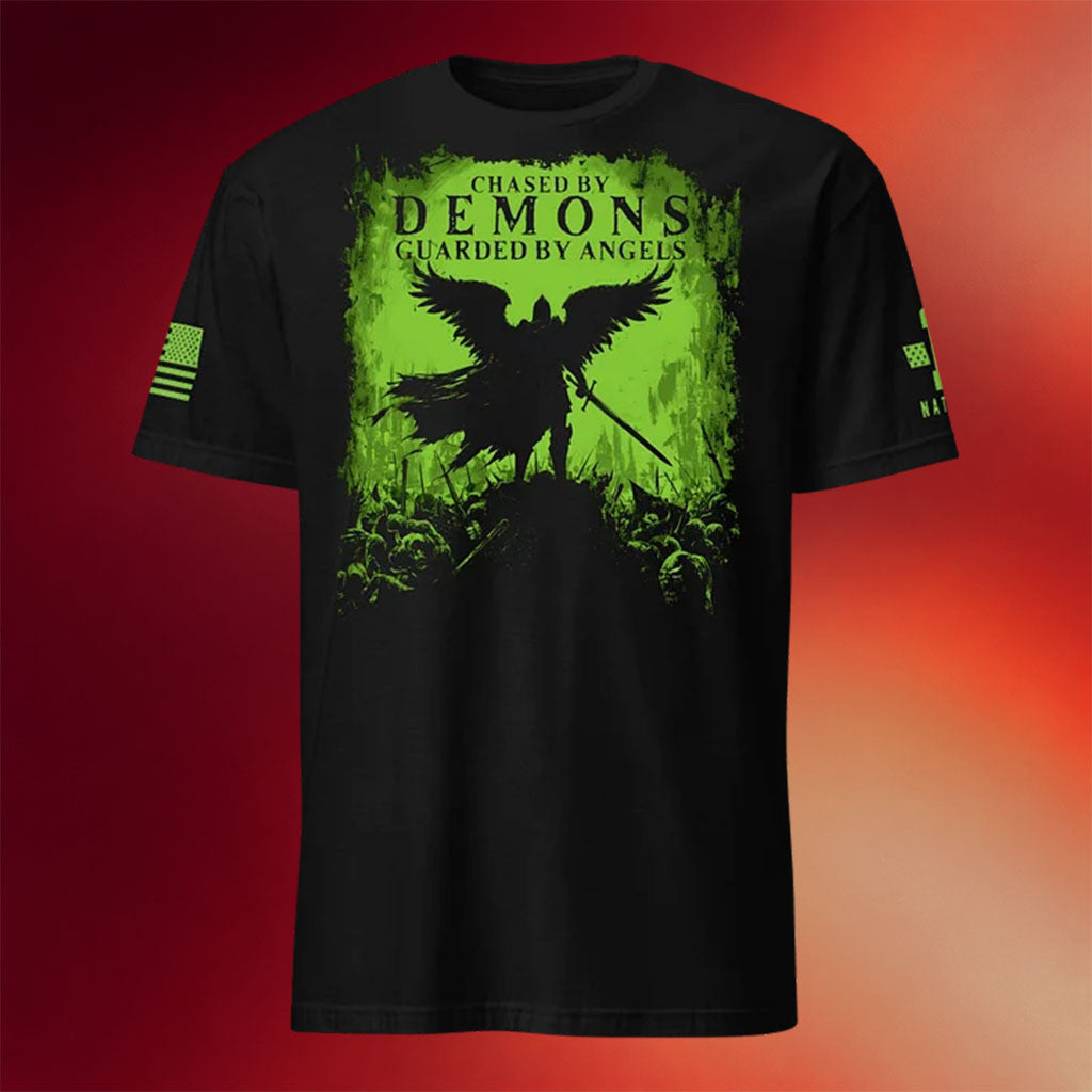 1 Nation Design Merch 2026 Demons Angels Redux T-Shirt Chased By Demons Guarded By Angels Shirt - Merchluma