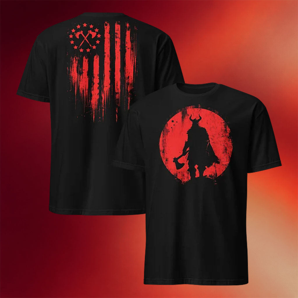 1 Nation Design Merch 2026 Blood Moon Berserker T-Shirt Black Gift For Patriotic Person - Merchluma