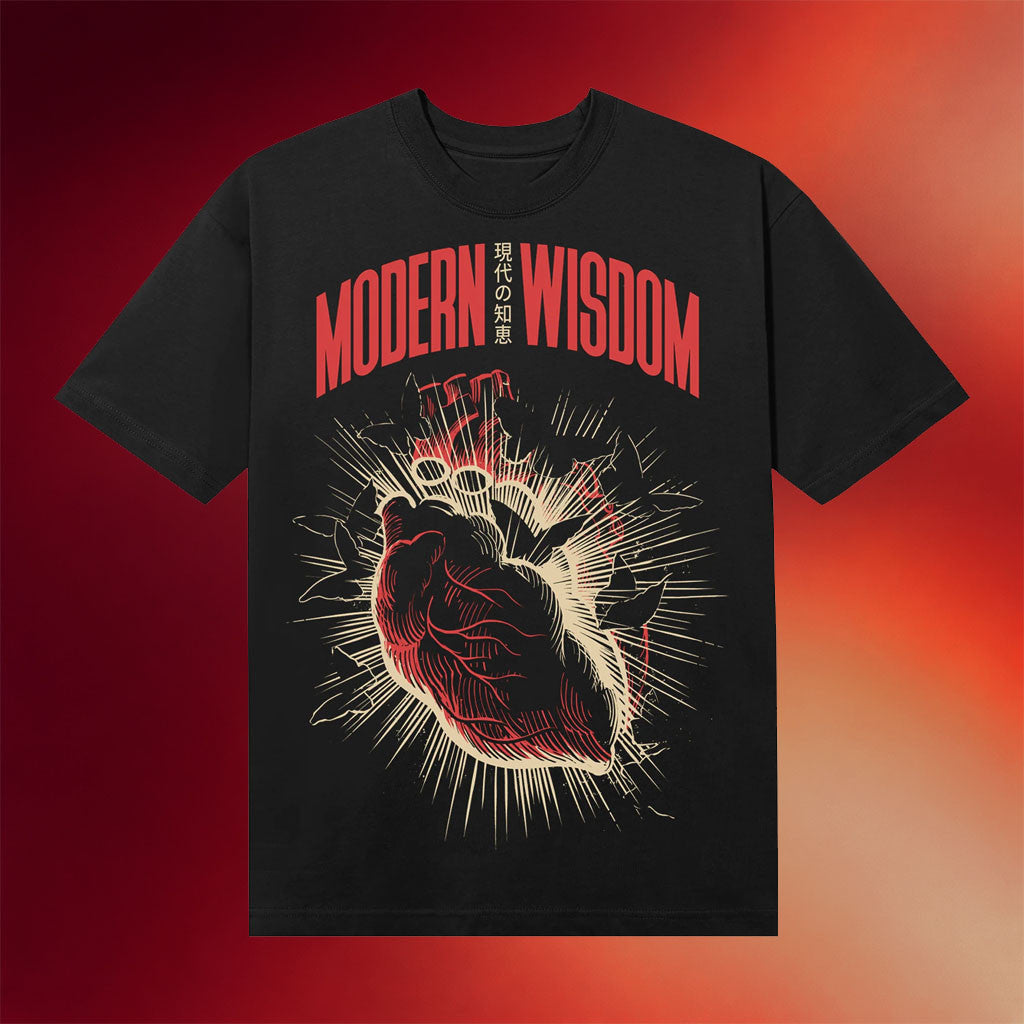 Modern Wisdom Merch 2026 MW Bursting Heart Black T-Shirt Unique Gift For Brothers - Merchluma