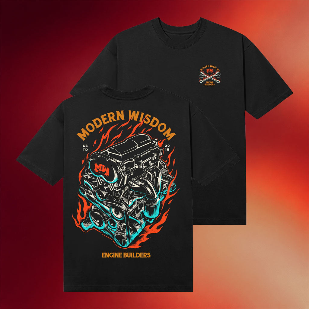 Modern Wisdom Merch 2026 MW Engine Builders T-Shirt Black Best Gift For Dad - Merchluma