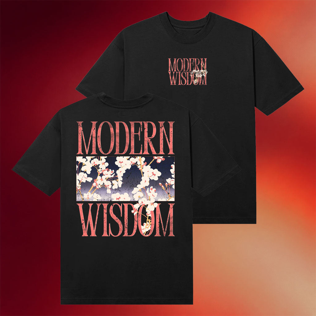 Modern Wisdom Merch 2026 MW Flowers T-Shirt Black Gift Ideas For BFF - Merchluma