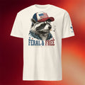 1 Nation Design Merch 2026 Feral And Free T-Shirt Raccoon Shirt Humorous Gift For Patriots - Merchluma