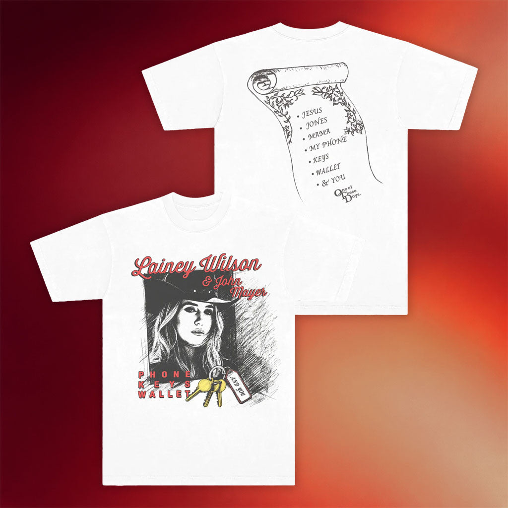 Lainey Wilson Merch 2026 Phone Keys Wallet White T-Shirt X One Of These Days Clothing For Fans - Merchluma