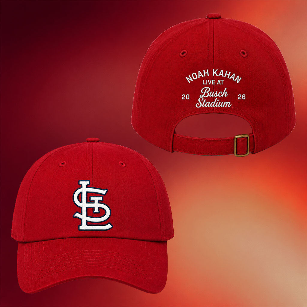 Noah Kahan Merch 2026 NK Cardinals Busch Stadium Hat Embroidered Great Divide Tour Merch Red - Merchluma