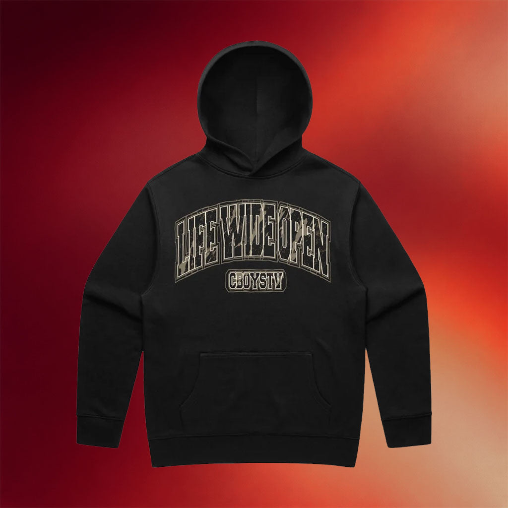 CboysTV Merch 2026 Varsity Camo Hoodie Life Wide Open Hoodie Special Gift For Fathers - Merchluma