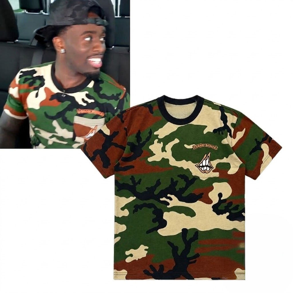 Kai Cenat Chrome Hearts Matty Boy Caution Camo T-Shirt Kai Cenat Merch 2026 Gift For Brothers - Merchluma