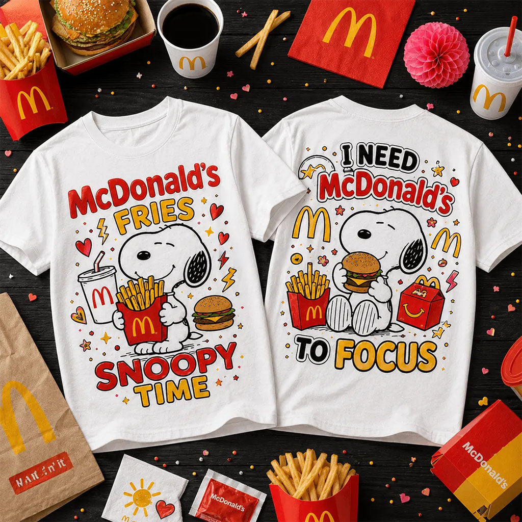Snoopy McDonald's Fries And Burger T-Shirt 2026 Fast Food Lover Shirt Gift For Son - Merchluma