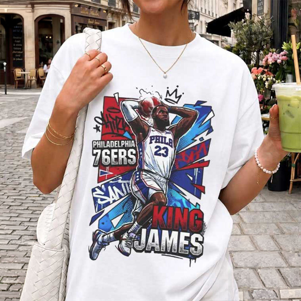 LeBron James #23 Philadelphia 76ers T-Shirt LeBron James Merch Basketball Fans Gifts - Merchluma