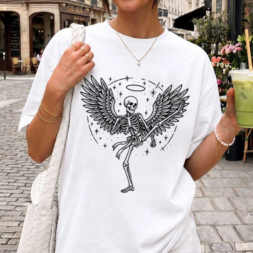 Angel Bones Sports Fighting Skeleton T-Shirt Athlete Fan Shirt Funny Gift For Friends - Merchluma