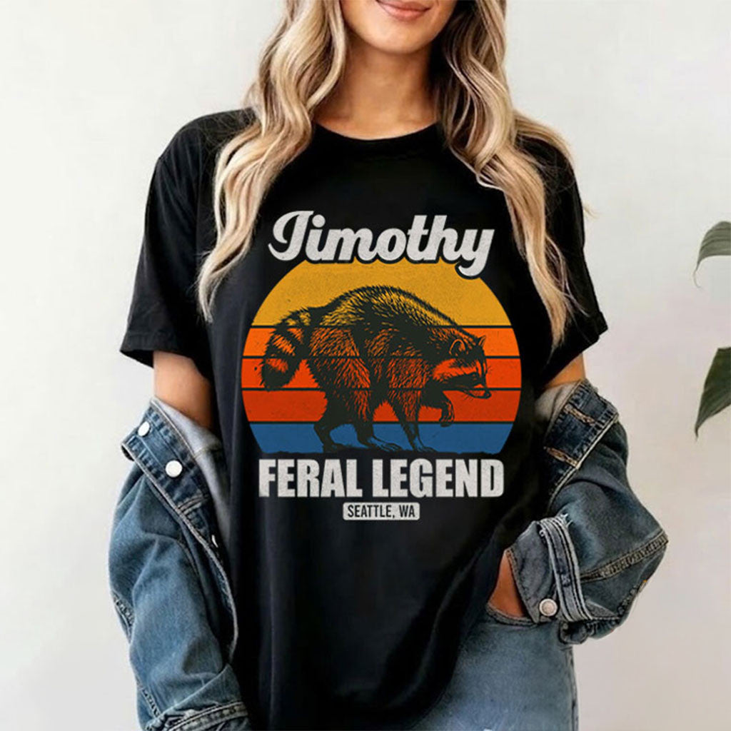 Jimothy Raccoon Seattle Feral Legend T-Shirt Funny Viral Meme Shirt Gift For Hers - Merchluma