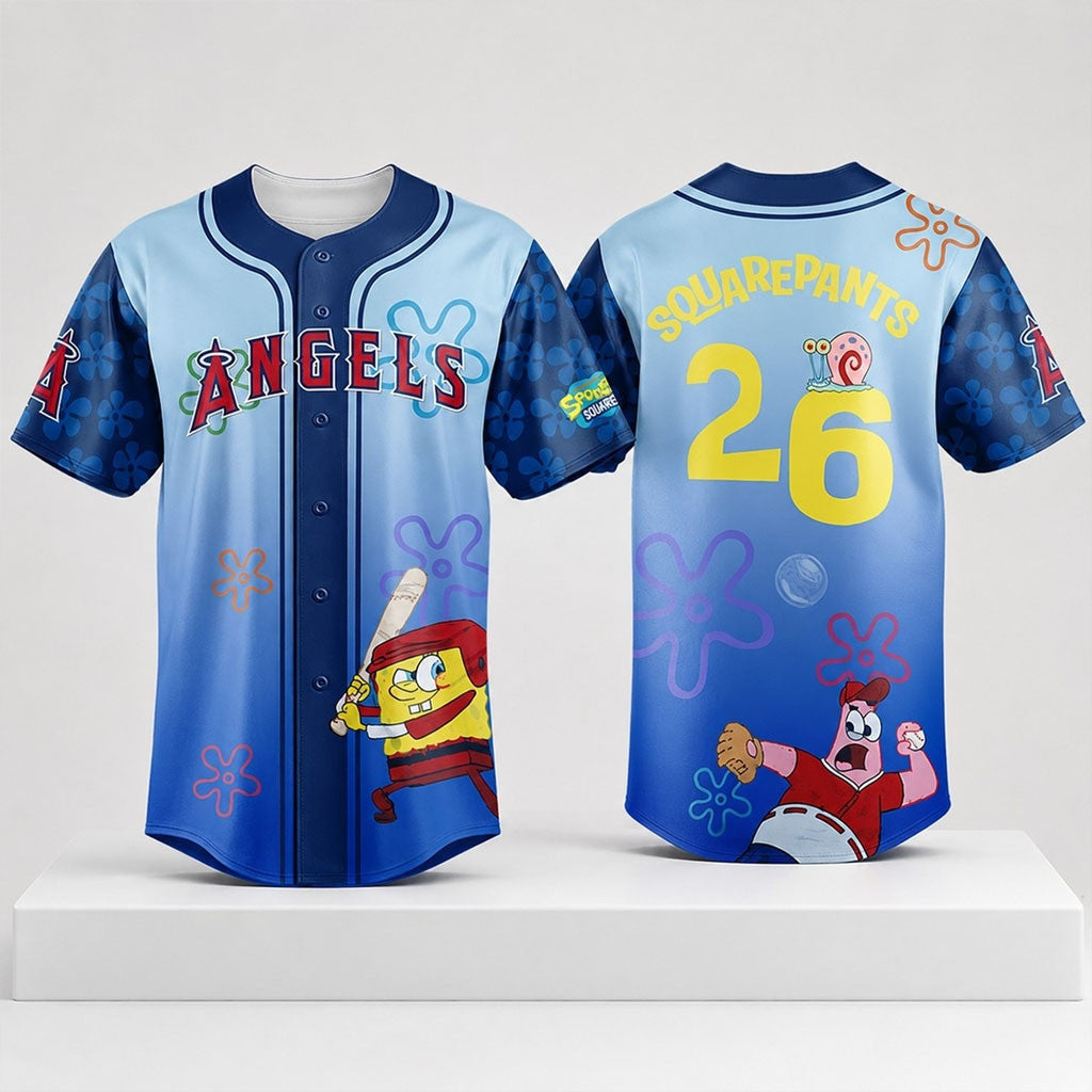 Los Angeles Angels X SpongeBob SquarePants Baseball Jersey 2026 LA Angels Merch Fan Gifts - Merchluma