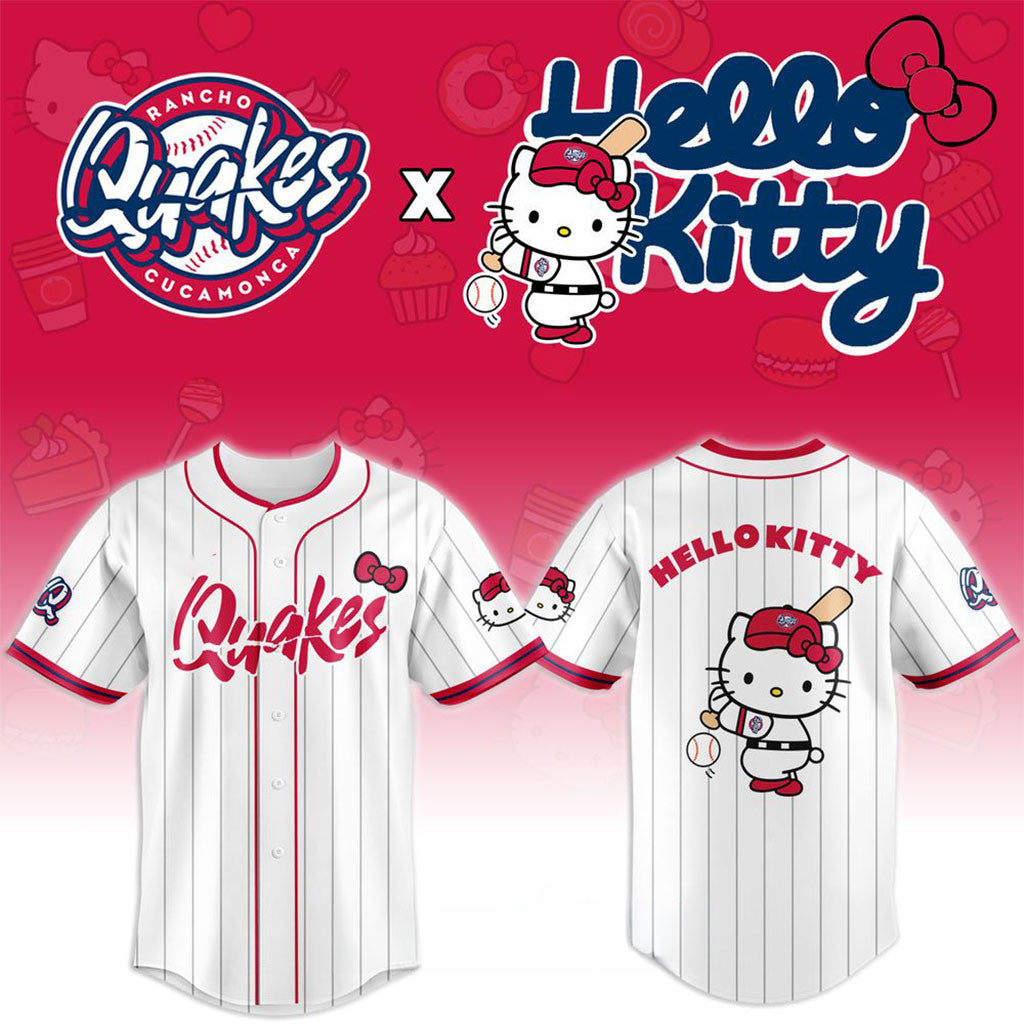 Rancho Cucamonga Quakes X Hello Kitty Night 2026 Baseball Jersey Quakes Merch Fan Gifts - Merchluma