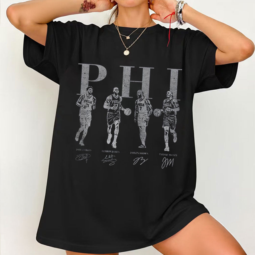 Philadelphia Men's Basketball Embiid James Brown Maxey Vintage T-Shirt Gift For Fans - Merchluma