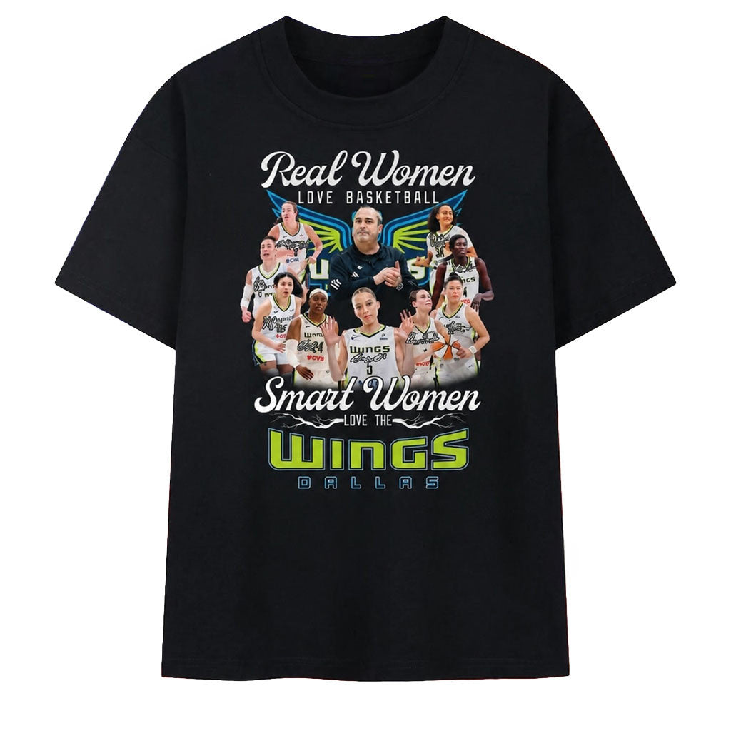 Real Women Love Basketball Smart Women Love The Dallas Wings 2026 T-Shirt Dallas Wings Merch - Merchluma