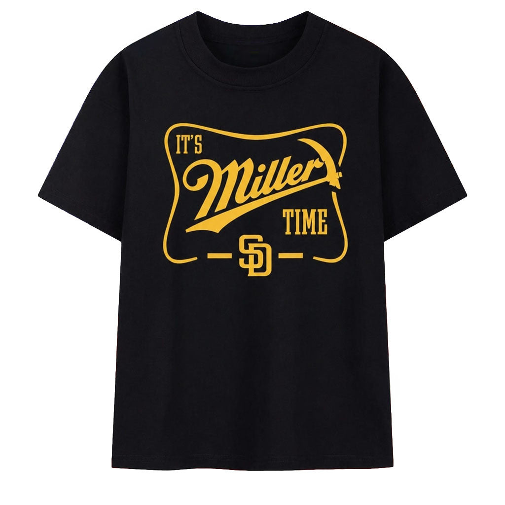 San Diego Padres Baseball It's Miller Time T-Shirt SD Padres Merch Present For Baseball Lover - Merchluma