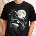 Three Orca Moon Killer Whale Ocean T-Shirt Wildlife Lover Shirt Gifts For Besties - Merchluma