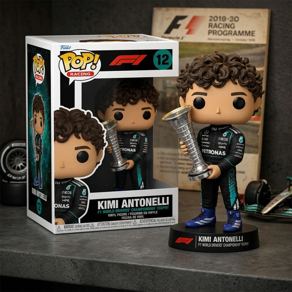 Kimi Antonelli Mercedes-AMG F1 World Champion Trophy Funko Pop Kimi Antonelli Merch Fan Gifts - Merchluma