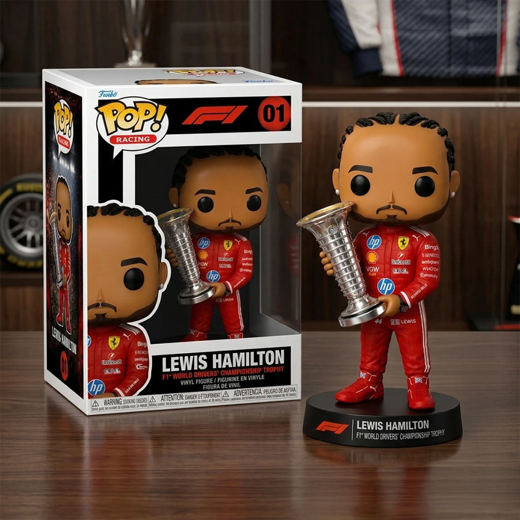 Lewis Hamilton Scuderia Ferrari F1 World Champion Trophy Funko Pop Lewis Hamilton Merch 2026 - Merchluma