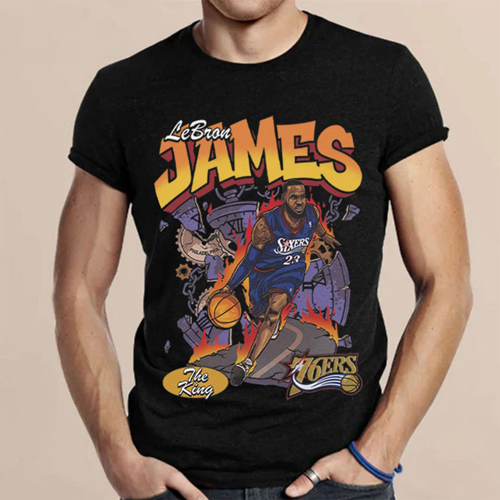 LeBron James The King Philadelphia 76ers Comic T-Shirt #23 LeBron James Merch Gift For Fans - Merchluma