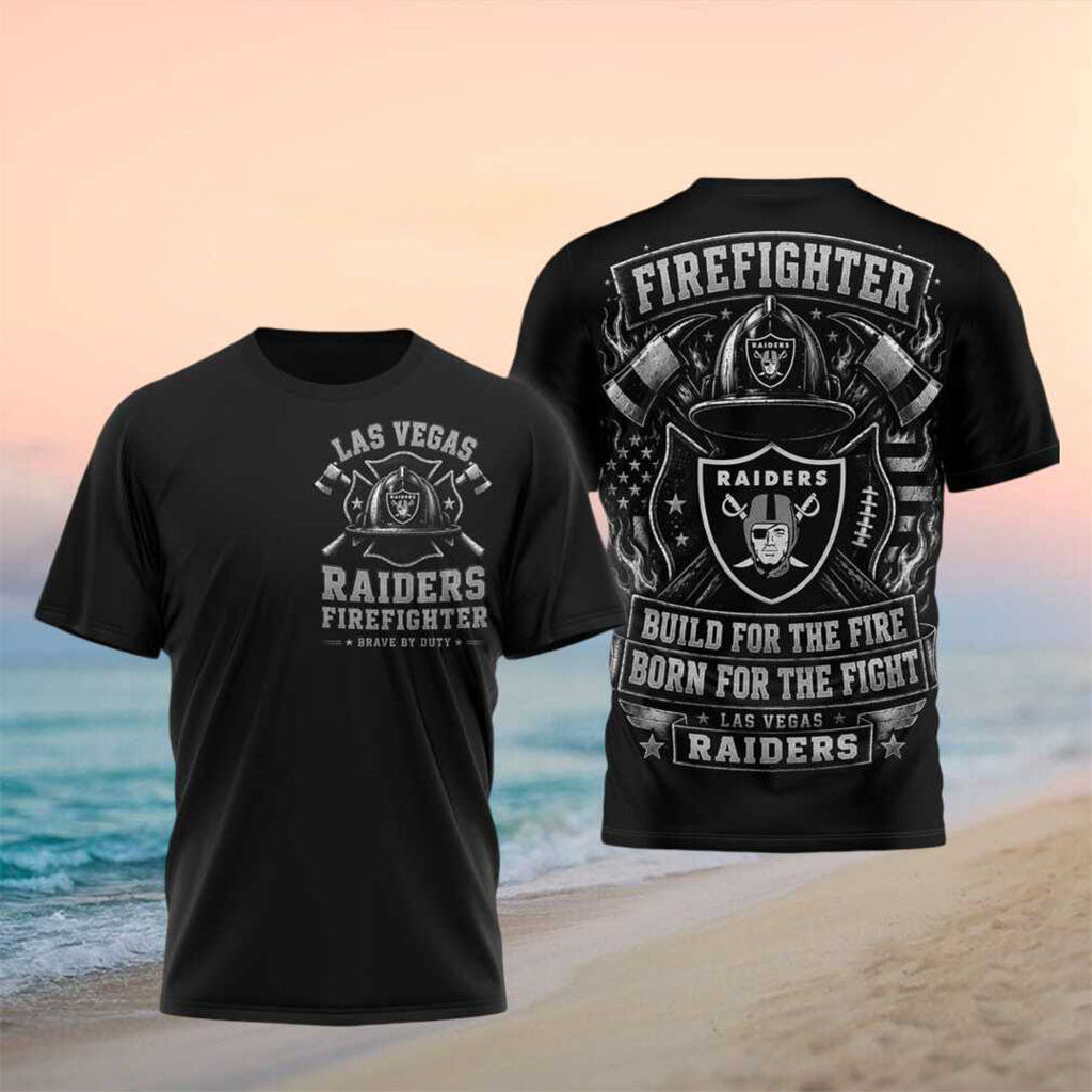 LV Raiders Firefighter Born For The Fight Shirt Raiders Merch Top Gifts For Firefighters - Merchluma