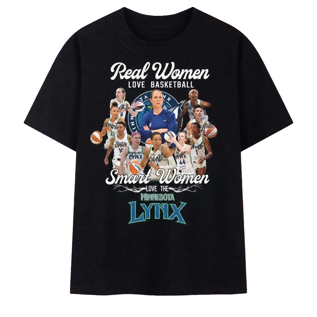 MN Lynx Merch 2026 Real Women Love Basketball Smart Women Love The Minnesota Lynx T-Shirt - Merchluma