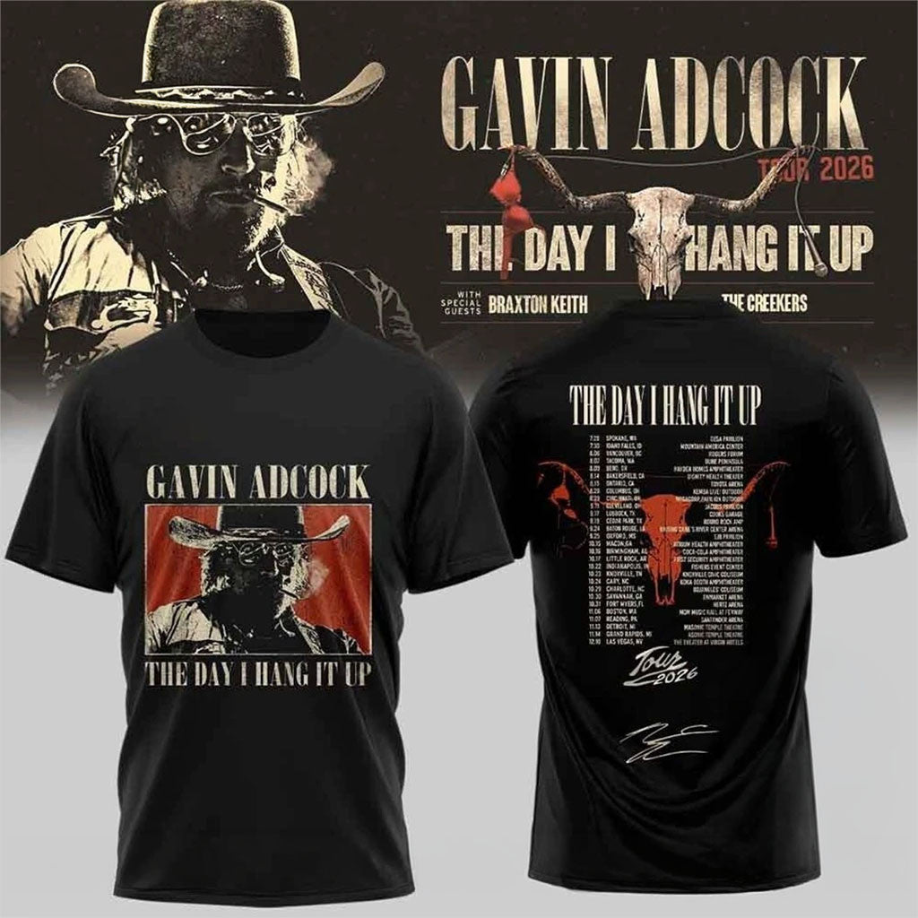 Gavin Adcock The Day I Hang It Up 2026 Tour T-Shirt Gavin Adcock Concert Merch Signature - Merchluma