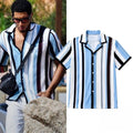 Jude Bellingham Blue Striped Hawaiian Shirt Jude Bellingham England WC Merch Gift For Husband - Merchluma
