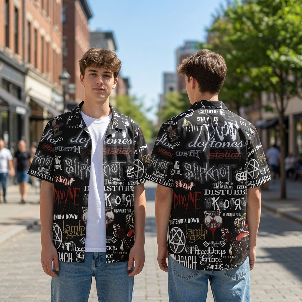 Metal Band Logos Alternative Metal Grunge Summer Hawaiian Shirt Best Gift For Music Lover - Merchluma