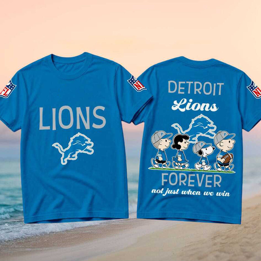 Detroit Lions Peanuts Characters Forever Football Shirt Detroit Lions Merch Football Fan Gifts - Merchluma