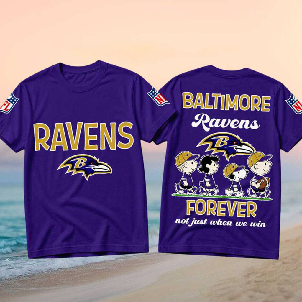 Baltimore Ravens Peanuts Snoopy Football Forever Shirt Baltimore Ravens Merch Gift For Fans - Merchluma