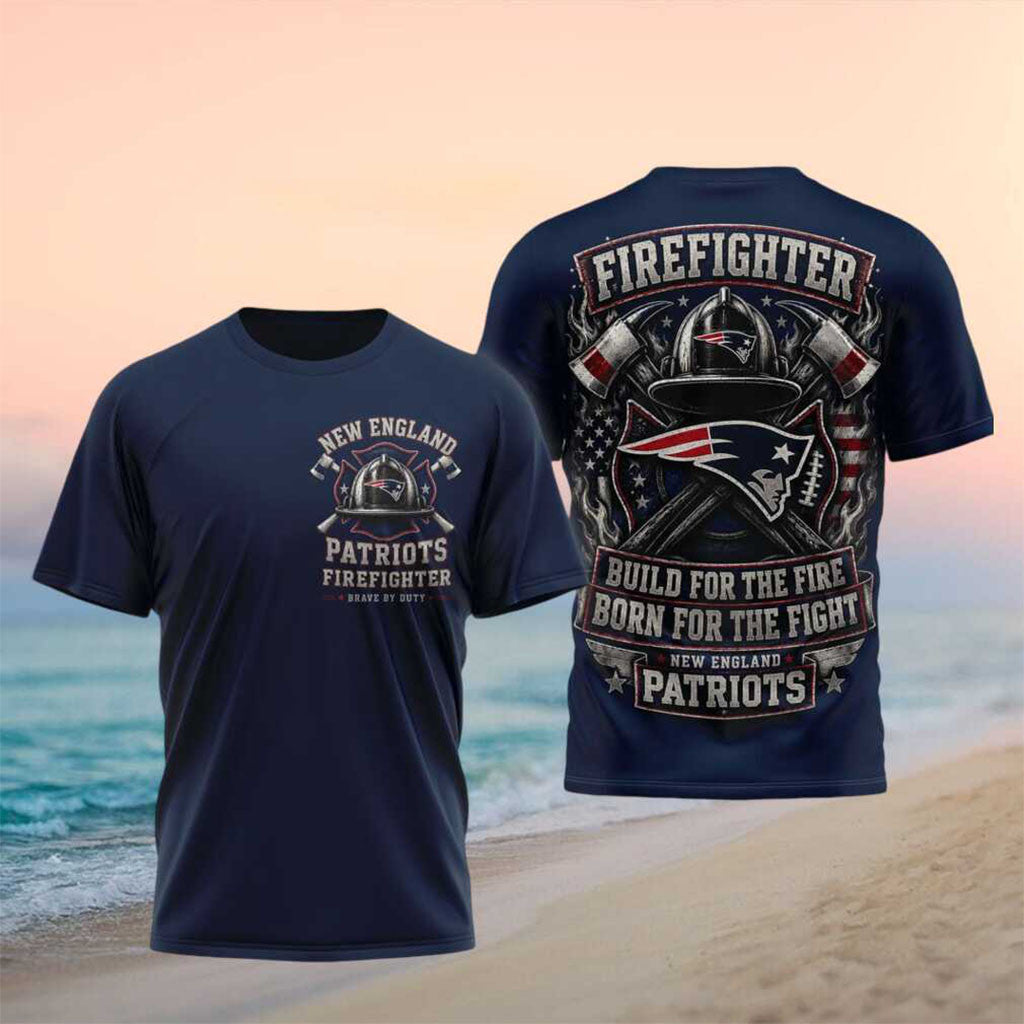 New England Patriots Firefighter Brave By Duty Football Shirt NE Patriots Merch Fireman Gifts - Merchluma