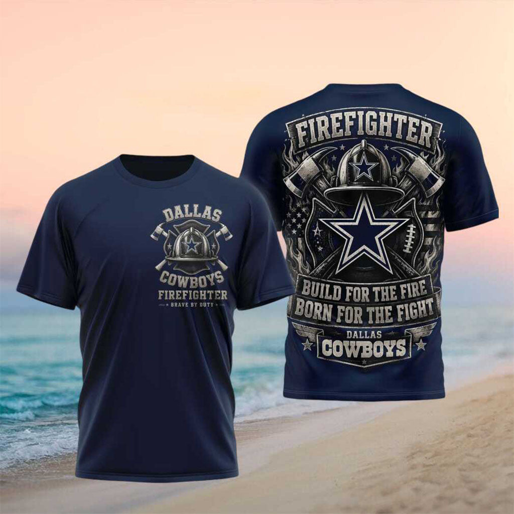 Dallas Cowboys Firefighter Brave By Duty Football Shirt Dallas Cowboys Merch Fire Dept Gifts - Merchluma
