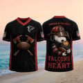 Atlanta Falcons Snoopy Firefighter Football In The Heart V-Neck Shirt Falcons Merch Fireman Gift - Merchluma