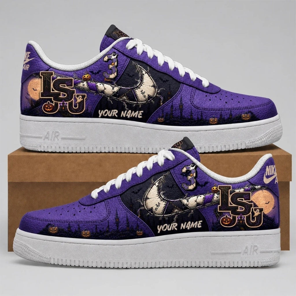 Personalized LSU Tigers Merch 2026 Haunted Moon Sneakers Halloween Shoes Gifts For Fans - Merchluma