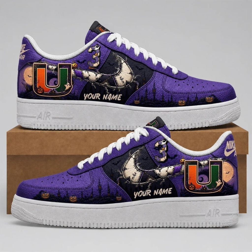 Personalized Miami Hurricanes Merch 2026 Haunted Moon Halloween Shoes Sneakers Gift For Spooky - Merchluma